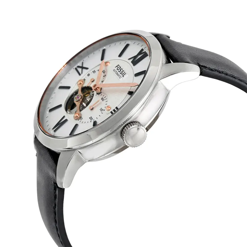 Fossil Townsman White Dial Black Leather Men's Watch |  ME3104